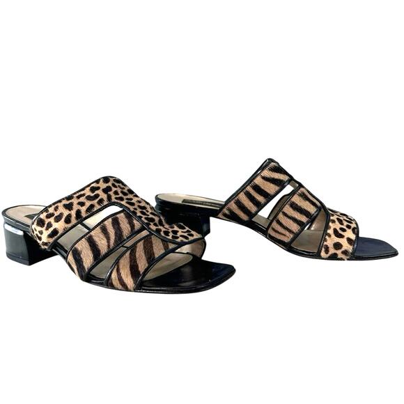 Sesto Meucci Women's sz 9 Animal Print Slip On Slides Sandals Old Money Classic - Picture 1 of 11